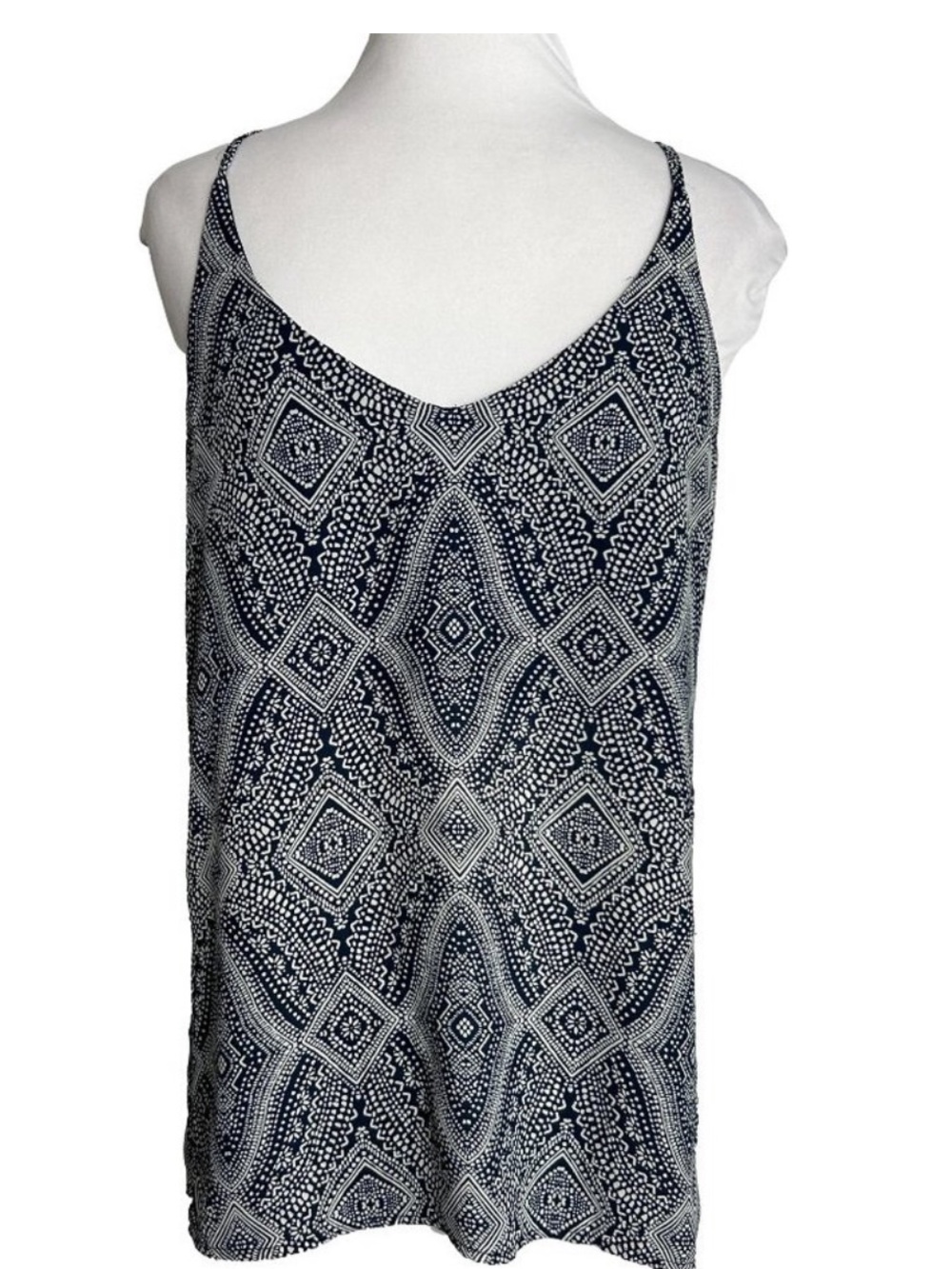 H&M navy white print tank top